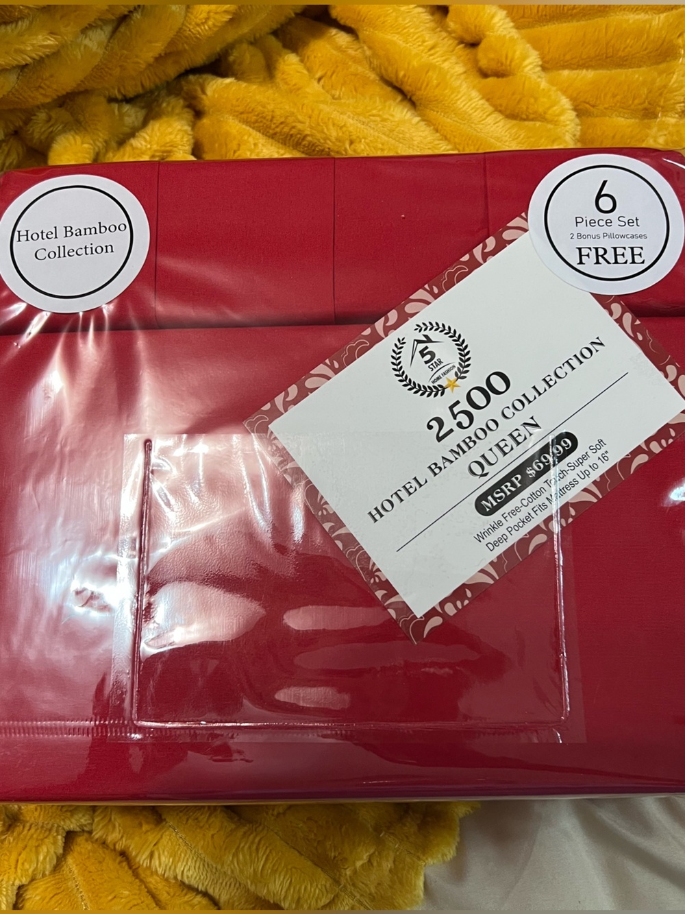 Hotel Bamboo Collection Queen Sheet Set in Deep Red